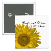 Yellow Sunflower Wedding Button