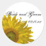 Yellow Sunflower Wedding Envelope Seals Round Sticker
