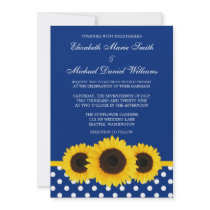 Yellow Sunflowers Blue and White Polka Dot Wedding