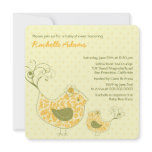 Yellow Swirly Mum & Baby Bird Baby Shower Invite invitations