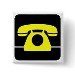 Yellow Telephone Pinback Button