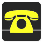 Yellow Telephpone Square Sticker