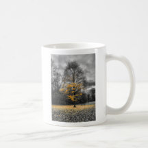 yellow tree BW Coffee Mug