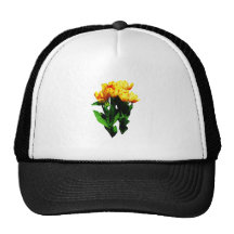 Yellow Tulips With Red Stripes Trucker Hats