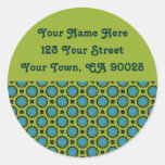yellow turquoise circles address labels round stickers