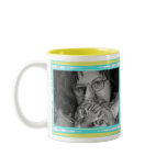yellow turquoise  frame mug