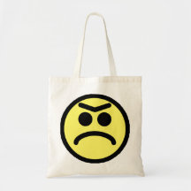 Yellow Unibrow Frown Smiley Face Bag