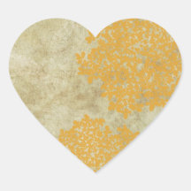 Yellow Vintage Floral Envelope Seal Heart Stickers