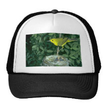 Yellow Warbler with two nestlings Trucker Hats