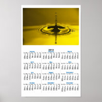 Yellow Water Droplet Poster Calendar