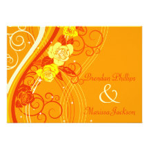 Yellow Wedding Roses Orange Invites