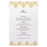 Yellow White Damask Arabesque Wedding Menu Card flyers