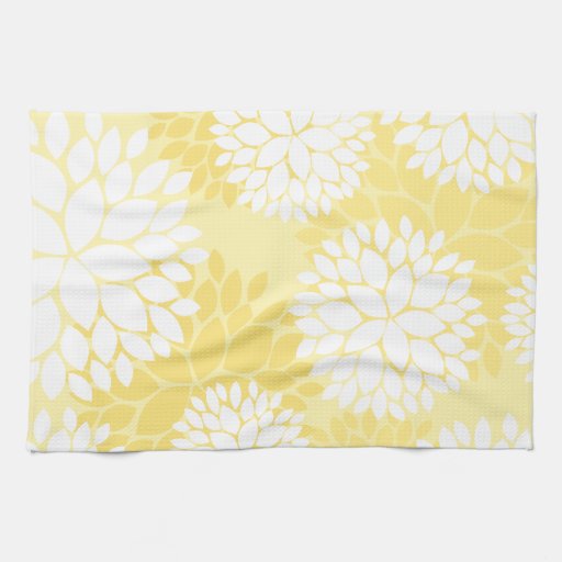 Yellow White Floral Monogram Pattern Hand Towels Zazzle