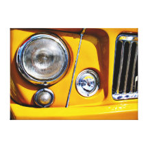 Yellow Willys Jeep Station Wagon headlight Stretched Canvas Prints
