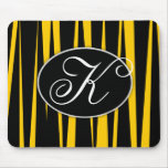 Yellow Zebra Stripes Monogrammed  Mousepads