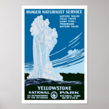 Yellowstone National Park US Vintage Travel Poster