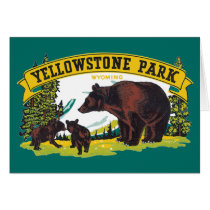 Yellowstone National Park with Brown Bears Greeting Card