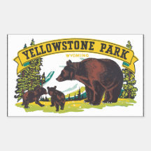 Yellowstone Park Wyoming, Vintage Rectangular Stickers
