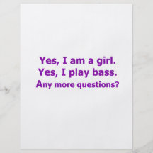 yes I am a girl text only play bass purple Flyer