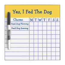 Yes I Fed The Dog Kids Weekly Chores Check List Dry Erase White Board