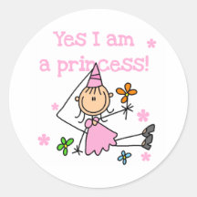 Yes I'm a Princess Round Stickers