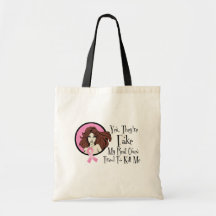 Yes They Are Fake Brunette Breast Cancer Survivor Canvas Bags
