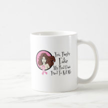Yes They Are Fake Brunette Breast Cancer Survivor Coffee Mugs