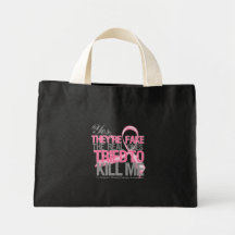 Yes They Are Fake v2 - Breast Cancer Tote Bags