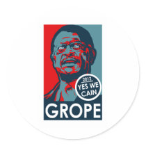 Yes We Cain Grope Round Sticker