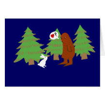 Yeti and Bunny Discuss Love Greeting Card