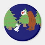 Yeti and Bunny Discuss Love Refrigerator Magnets