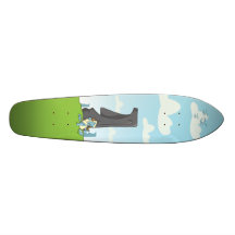 yeti drinking on easter island long board custom skate board