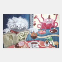 Yeti's Coffee in The Morning Rectangular Stickers