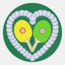 YG Ping Pong Flower Heart Round Sticker