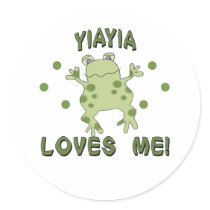 YiaYia Loves Me Frog Round Sticker