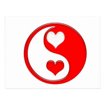 Yin and Yang Valentine Hearts Post Card