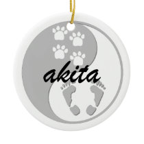 yin yang akita christmas tree ornaments