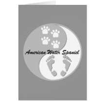 yin yang american water spaniel greeting cards