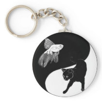 Yin Yang Black White Keychain