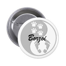 yin yang Borzoi Pin