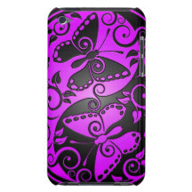 Yin Yang Butterflies, purple & black iPod Touch Cover