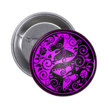 Yin Yang Butterflies, purple & black Pins