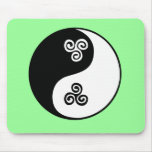 Yin Yang Celtic Tri Spiral mousepads