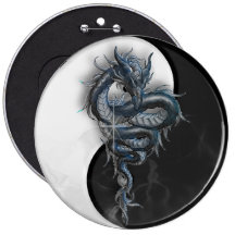 Yin Yang Chinese Dragon Colossal 6 Inch Badge Pin