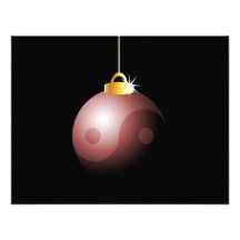 Yin Yang Christmas Ball in Red Invitations