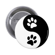 Yin Yang Dog Paws Pinback Buttons