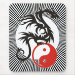 Yin & Yang Dragon | black sunny stripes mousepads