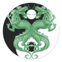 Yin Yang Dragons 4 Round Stickers
