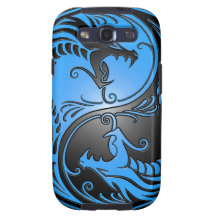Yin Yang Dragons, blue and black