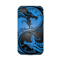 Yin Yang Dragons, blue and black Iphone 4 Tough Cover